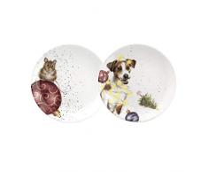 Wrendale Designs WNC3994-XW Royal Worcester Coupe Lot de 2 assiettes Ã thÃ© 16,5 cm Souris et chien