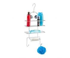 Relaxdays Étagère de Douche sans perçage avec Crochets et ventouses Argenté 55 x 25 x 11,5 cm