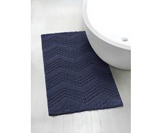Gabel Tapis de Bain uni en Pur Coton, 70 x 140 cm, Bleu Marine