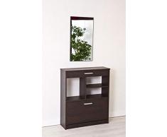 Intradisa 1AB - Rangement Chaussures avec 1 Porte Repliable, 1 tiroir et des Compartiments wengué