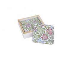 Fundashop Lot de 6 Dessous de Verre dÃ©corÃ©s de Morris 10x5x10.5 cm Gris