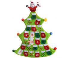 WeRChristmas Calendrier de lâAvent décoratif en Forme de Sapin de Noël, 40 cm â Vert