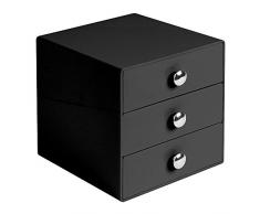 InterDesign Drawers organisateur maquillage, boite de rangement en plastique pour cosmétiques, maquillage, etc., boite tiroir à 3 tiroirs, noir