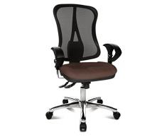 Topstar Head Point SY Deluxe Fauteuil de Bureau en Tissu avec accoudoirs, Tissu, Dunkelbraun-Schwarz, 70 x 66 x 113 cm