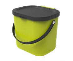 Rotho Albula Poubelle en Plastique (polypropylène) pour Cuisine Cappuccino Anthracite 6 l, Polypropylène, Vert Clair/Anthracite, 6 Liter (23,5 x 20 x 20,8 cm)