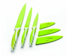 Ibili 727650 Couteaux de Cuisine AntiadhÃ©sive Acier Inoxydable Vert 8,5/12,5/15 cm