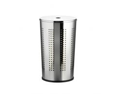 Ribelli 500190 Boîte Panier couvercle Bac chromé de 50 litres-collecteur pratique en forme de V avec trous daération, également utilisable comme trieur de linge, Acier inoxydable, ca. 35 x 35 x 58 cm