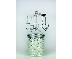 Kerzenfarm Hahn 84370 Photophore en Verre Motif cÅurs 16 x 6 x 6 cm ArgentÃ© 6 cm