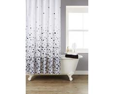 KAV MosaÃ¯que Grise Extra Large (220 cm) Fond Blanc avec 12 Crochets de Rideaux (220 x 180) idÃ©al pour baignoires Rondes et douches, etc.