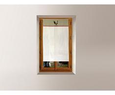 Soleil docre Brise Bise BrodÃ© en Coton 60x90 cm Coq Coton Ecru