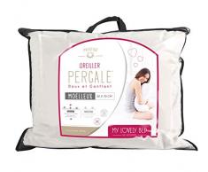 My Lovely Bed - Oreiller Percale 100% Coton - 50x70 cm - Doux et Gonflant - Confort Moelleux - Anti acariens - Haut de Gamme