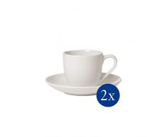 Villeroy & Boch - For Me ensemble Ã expresso 4Â piÃ¨ces, tasse Ã expresso avec soucoupe en porcelaine premium pour 2Â personnes, tasse Ã moka classique, blanc
