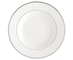 DEGRENNE - Galon Platine Lot de 6 assiettes creuse à aile, porcelaine 22,5 cm - Blanc