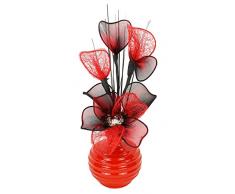 Flourish 813 Vase 790202 VaporisÃ© Ã la Main Rouge/Noir avec Mini Fleur en Maille, trafic Rouge