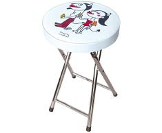 Laroom Tabouret Pliable en Acier Inoxydable avec siège en PVC Blanc