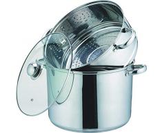 Kamberg - 0008059 - Couscoussier / Cuit Vapeur / Faitout 3 en 1 -Diamètre 20 cm - 4 Litres - Acier Inoxydable Haute Qualité - Couvercle en verre - Tous feux dont induction