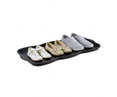 Relaxdays Plateau Ã©gouttoir pour 6 bottes et chaussures bac noir en plastique Ã©gouttoir HxlxP: 3 x 75 x 38 cm, noir