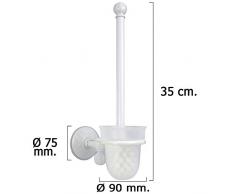 MAURER Porte balais WC avec Ventouse, Blanc, 10Â x 13Â x 45Â cm