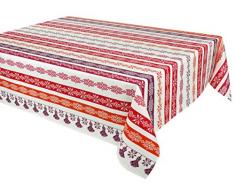 Vent Du Sud Nappe enduite CUZCO Framboise 160 x 200, Coton, 200x160x1 cm
