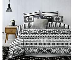 DecoKing Parure de Lit 140x200 cm 1 Taie doreille 50x75 cm Housse de Couette Micro-Fibre Géométrie Géométrique Blanc Noir Oslo Hypnosis Collection