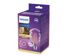 Philips LED Classique E27 Edison Vis G93 Dimmable Ampoule Globe Ã Filament Transparent, 8 W (60 W) - Blanc Chaud