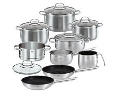 RÃSLE 13219 Lot de casseroles Globe, 10 pièces, Acier Inoxydable, Argent, 24 cm