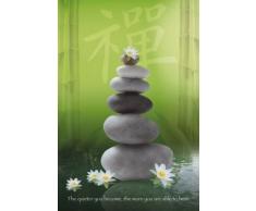 1art1 58751 Poster Bouddhisme Pierres Zen Le Plus Calme Tu Deviens Le Plus Tu Entendras 91 x 61 cm