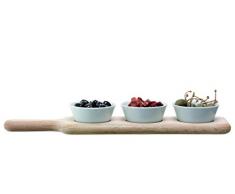 LSA International Ensemble de Bols Longs et Pelle en chêne Blanc, Porcelaine, chêne, Bowl Set & Oak Paddle L40cm