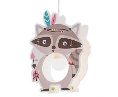 Elobra Lampe Enfant Little Indians Raton Laveur Oskar Suspension Enfant Bois 40 W Gris