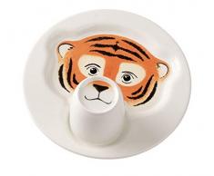 Villeroy & Boch Animal Friends Ensemble de vaisselle pour enfants avec motifs de tigre, 2 piÃ¨ces, Porcelaine Premium, Blanc/Orange