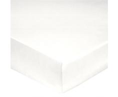 Blanc des Vosges Uni Satin Drap housse Coton Blanc 140 x 200 cm bonnet de 30 cm