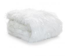 Catherine Lansfield - Housse de Coussin en Fourrure mÃ©tallisÃ©e, Polyester, Blanc Polaire, Throw - 130x170cm