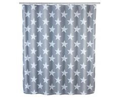 Wenko 22494100 Rideau de Douche Polyester Stella, Anti-Moisissure, Gris, 180 x 200 cm