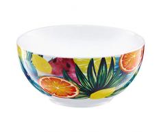 Ambition Tropical Bol Ã salade 13 cm Blanc/vert, Porcelaine, Fruits de feuilles, blÃ¤tter frÃ¼chte