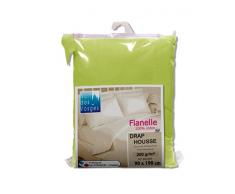 Nuit des Vosges 2065916 Caen Drap Housse Flanelle Unie/Coton Vert Pomme 90 x 190 cm