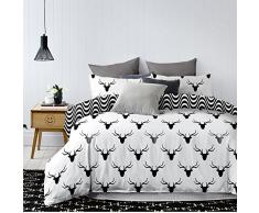 DecoKing Parure de Lit 135x200 cm 1 Taie doreiller 80x80 cm Housse de Couette Micro-Fibre GÃ©omÃ©trie GÃ©omÃ©trique Blanc Noir Gris Anthracite Graphite Acier Deerest Hypnosis Collection