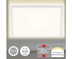 Briloner Leuchten 7158-416 Panneau à LED, plafonnier avec effet rétro-éclairé, 22 Watt, 3.000 Lumen, 4.000 Kelvin, blanc, carré, 42x42cm, W