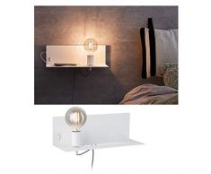 Paulmann 78915 Applique Devara avec étagère Max. 40 Watts Lecture Blanc Liseuse Métal, Lampe Murale E27