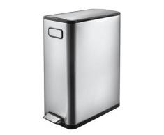 EKO 7910611 Poubelle RECYCABLE 20 L+ 20L 2 Compartiments INOX Brosse, Gris, 27,5 x 53,2 x 66,1 cm