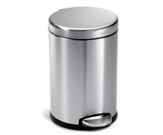simplehuman, poubelle ronde à pédale, acier inoxydable brossé, 4.5 litres