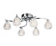 First Light Suspension Ã 6 lampes halogÃ¨nes ChromÃ© avec verre transparent moulÃ© G9 33 W