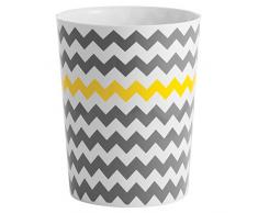 InterDesign Chevron poubelle de toilette, petit accessoire salle bain haut gamme en plastique, blanc/gris/jaune