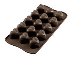 Silikomart 22.101.77.0065 SCG01 Moule pour Chocolat Forme Mon Amour Coeur 15 Cavités Silicone Marron