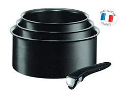 Tefal L6509503 Ingenio Expertise Lot de 3 Casseroles + 1 poignée Noir 16/18/20 cm