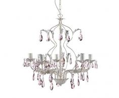 onli 4935/5R Lustre classique spennellato or avec gouttes en cristal rose, Ivoire