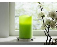 Star Bougie LED faite de vraie cire, flamme vacillante couleur : vert clair, 12,5 cm x 7,5 cm fonctionne avec pile boÃ®te Ã fenÃªtre avec,