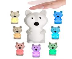 Pauleen 480.41 48041 Good Night Fox Veilleuse Renard Batterie LED Lampe pour Chambre denfant avec Changement Couleur, en Silicone sans BPA