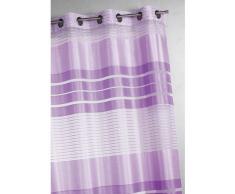 HomeMaison Voilage Fantaisie à Rayures Horizontales, 100% Polyester , Parme, 140 x 240 cm