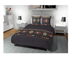 Soleil docre Aztec Parure Housse de Couette, Coton, Gris, 260 x 240 cm