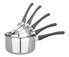 Kamberg - 0008076 - Set 5 Casseroles 12 / 14 / 16 / 18 / 20 cm - Acier Inoxydable Haute Qualité - Poignée anti chaleur Bakélite Noire - Tous feux dont induction